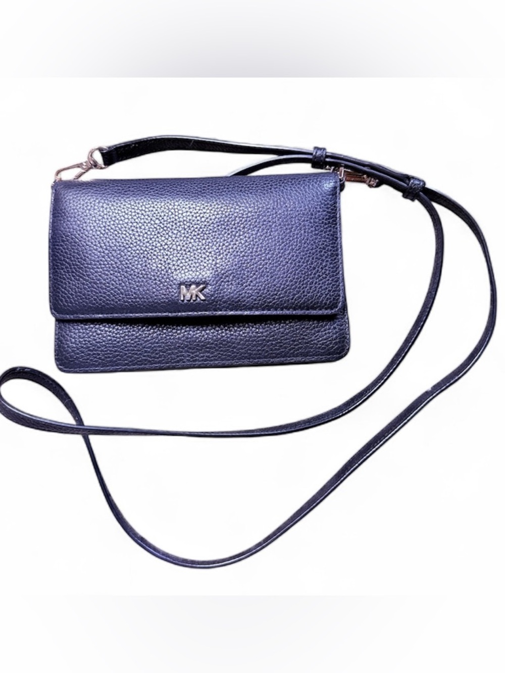 Michael Kors Black Pebbled Leather Crossbody Wallet Bag